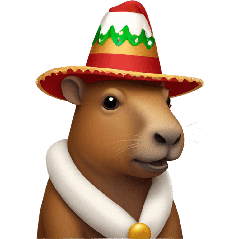 Capibara con un sombrero de Navidad  emoji