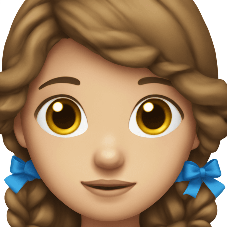 girl with brown hair with a blue bow in her head emoji