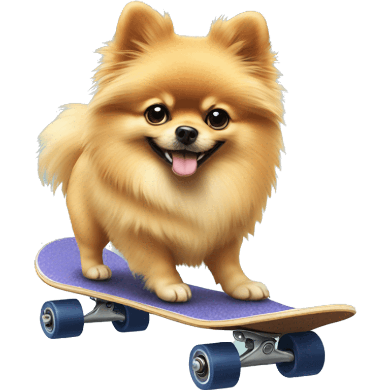 Pomeranian on a skateboard emoji