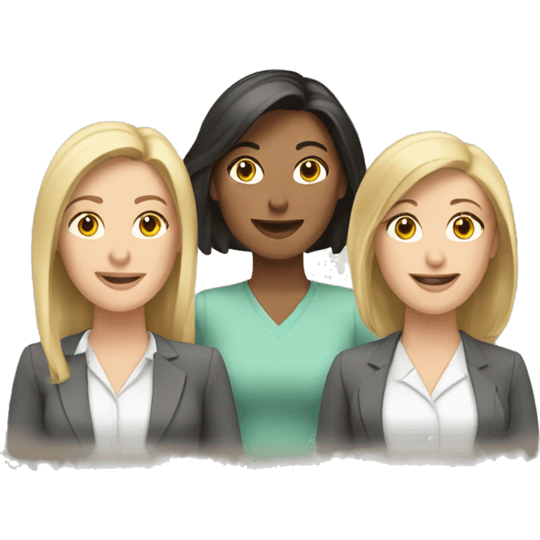 Three Caucasian female coworkers  emoji