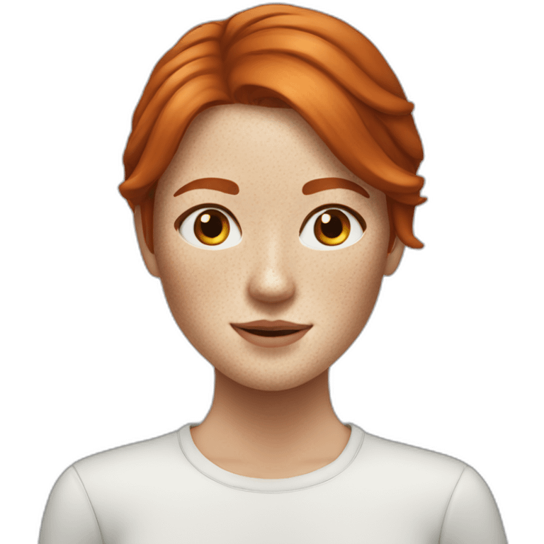 Redhead woman freckles Center parting emoji