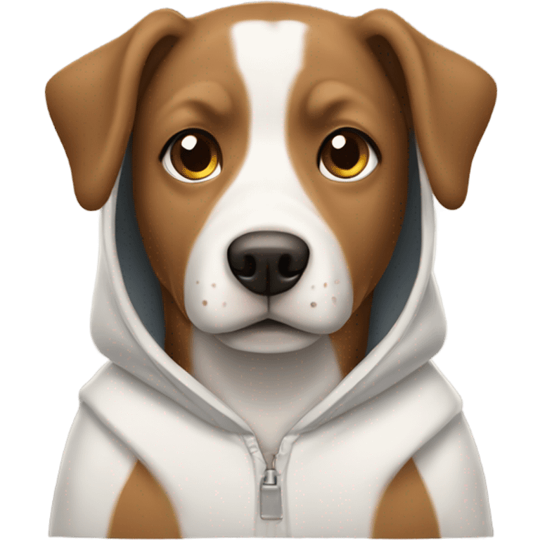 brown and white dog wearing a hoodie  emoji