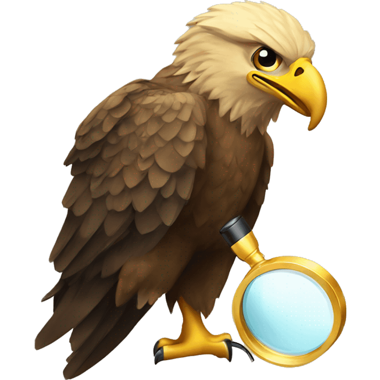 Golden eagle with magnifying glass emoji