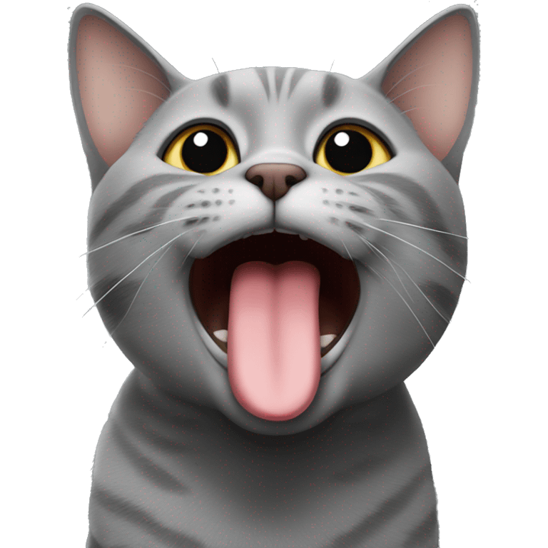 a gray cat licking his nose emoji