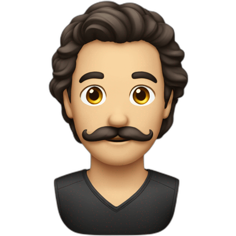 Cheveux bruns moustache carrée emoji