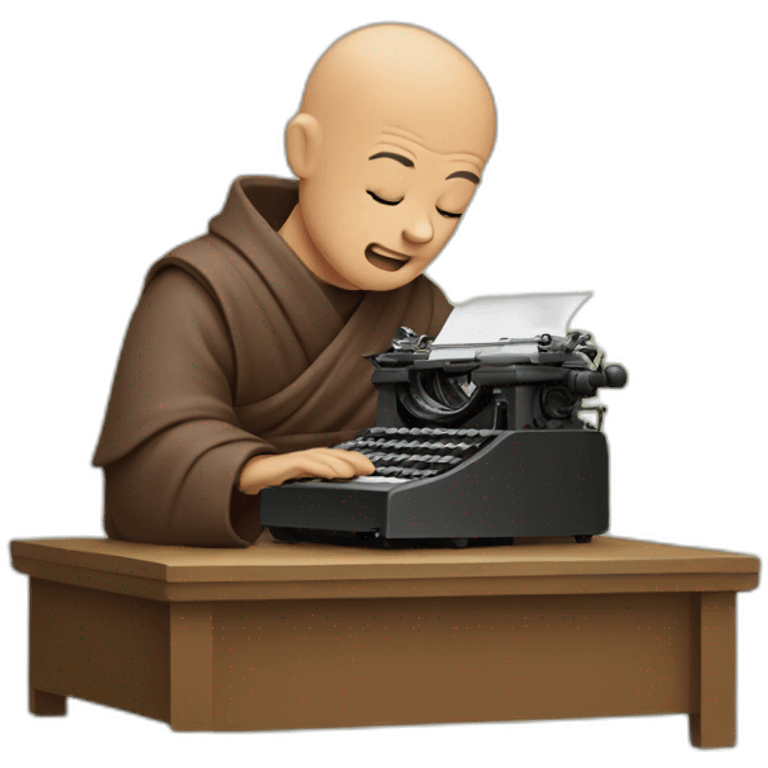 monk typing on typewriter emoji