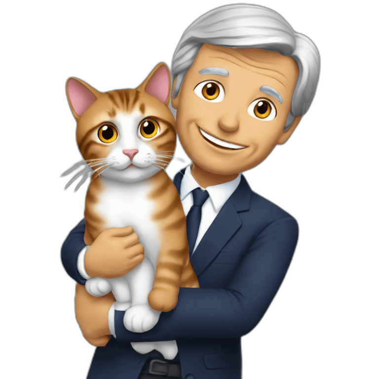 Vincent Bolloré qui caresse son chat démoniaque emoji