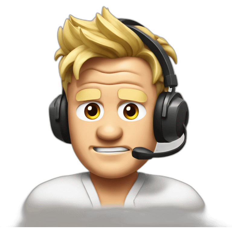 gordon ramsay listening with headphones, cooking emoji