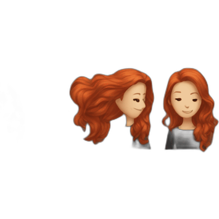 long red hair girl dress in black emoji