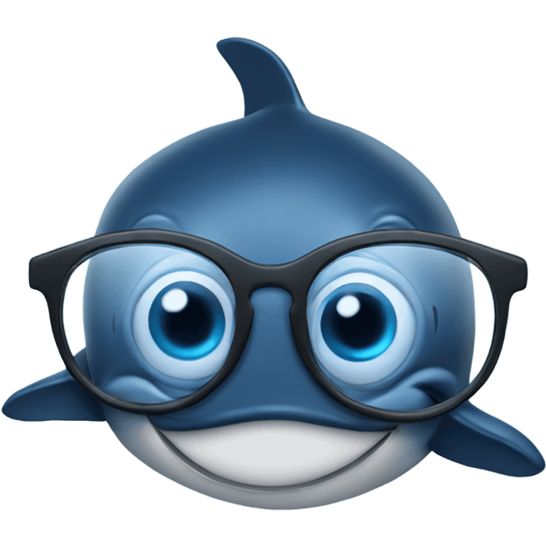 Whale with a eyeglass emoji