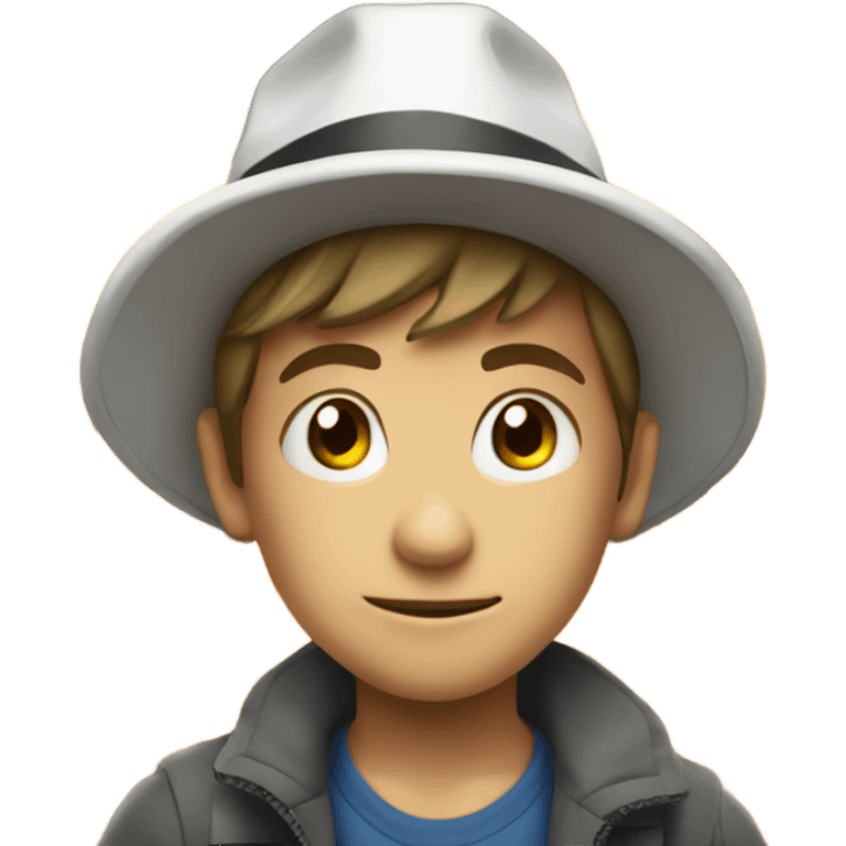 boy in a hat in front of big explosion  emoji