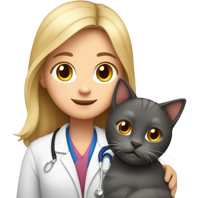 cat cuddles veterinarian girl emoji