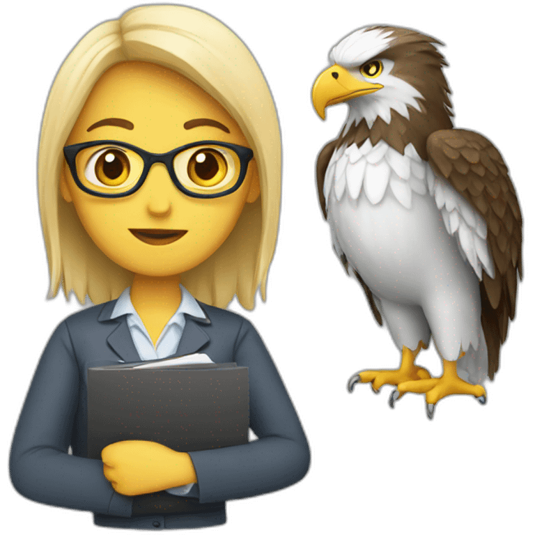 An eagle dressed as a female teacher emoji