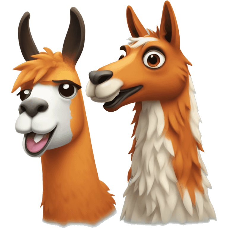 Llama and fox emoji