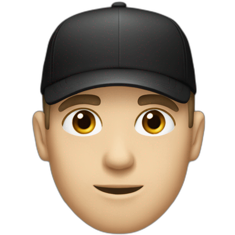 the white guy with Grey eyes in the black cap and black t-shirt emoji