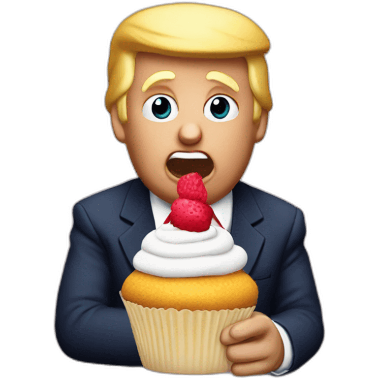 Donald Trump eating a cupcake emoji