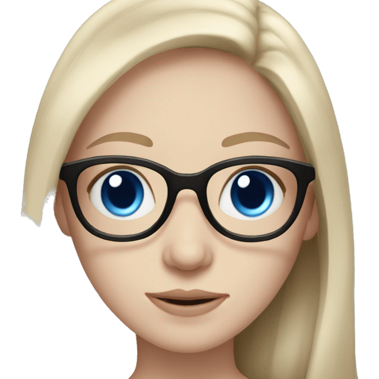 Pale skin girl with long brown hair and blue eyes in glasses  emoji