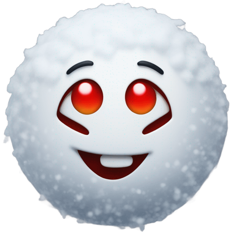 smiling face with red eyes and a pile of snow infront of their face emoji