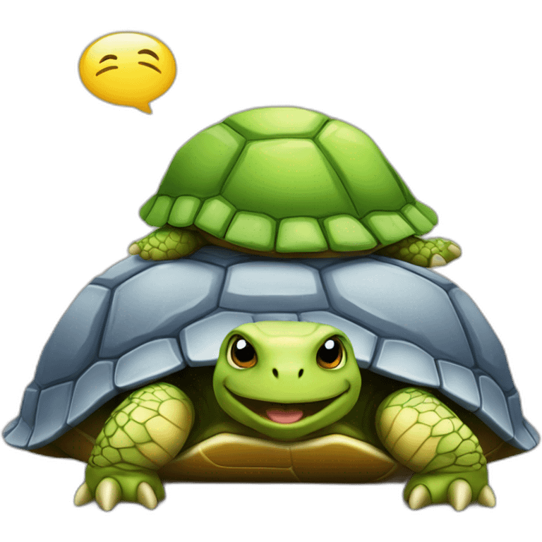 Chat sur une tortue en train  de dormir emoji