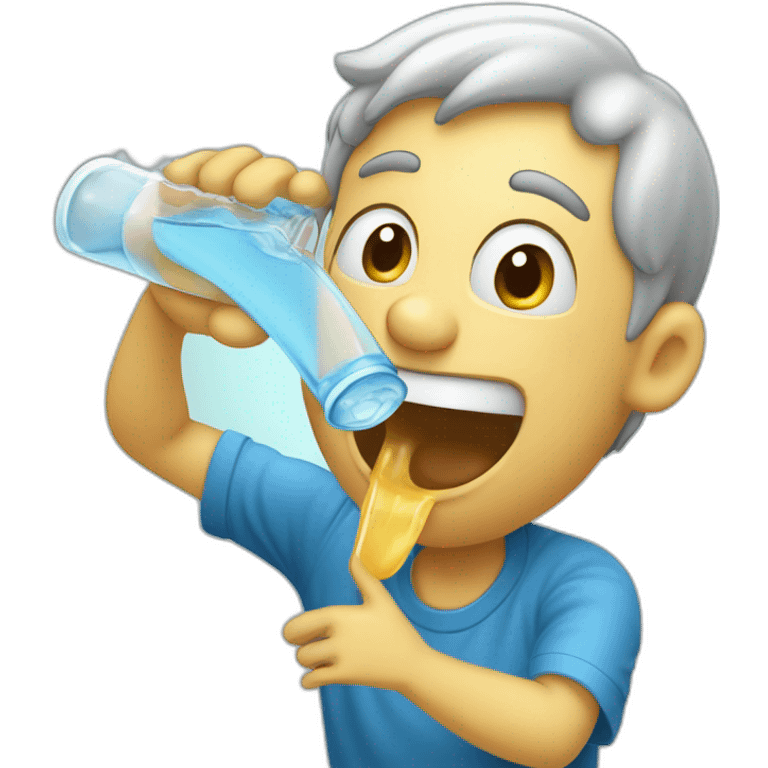 guy drinking water direct from the water faucet tongue out emoji