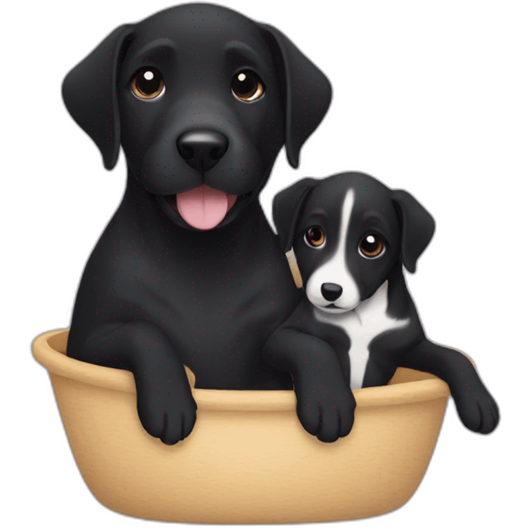 black dog breastfeeding puppies emoji