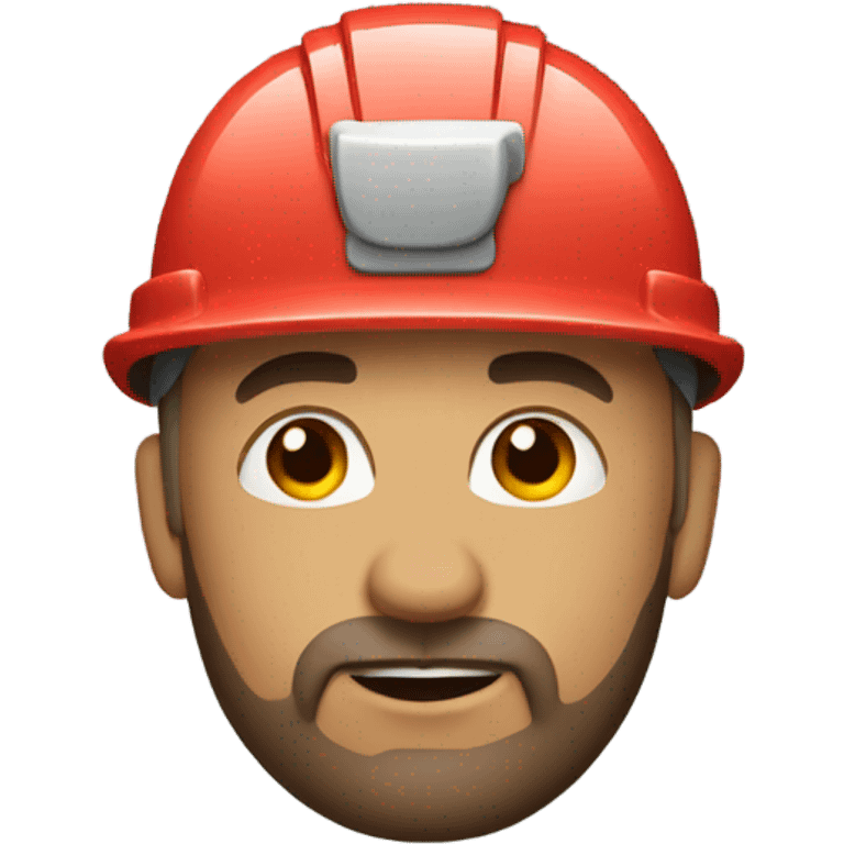 Short lumberjack man bald brown eyes helmet emoji