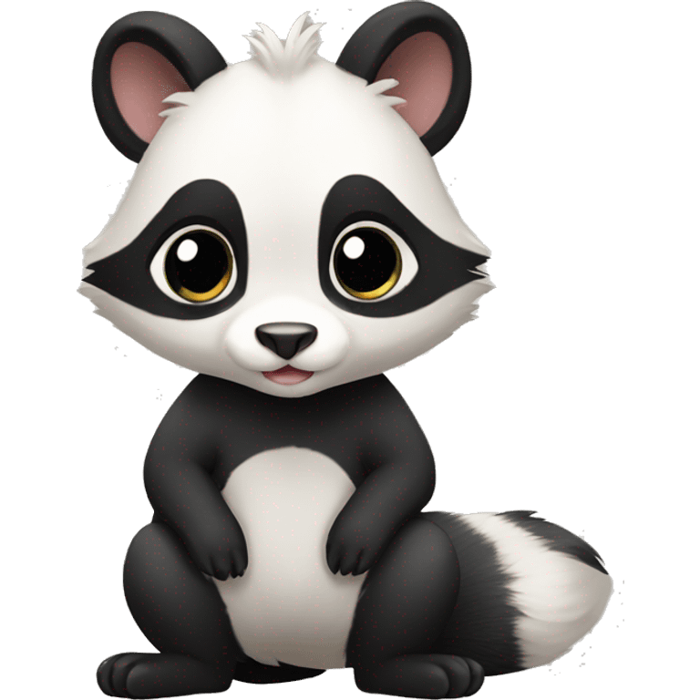 Cute skunk-panda-raccoon-ferret-cat-hybrid full body emoji