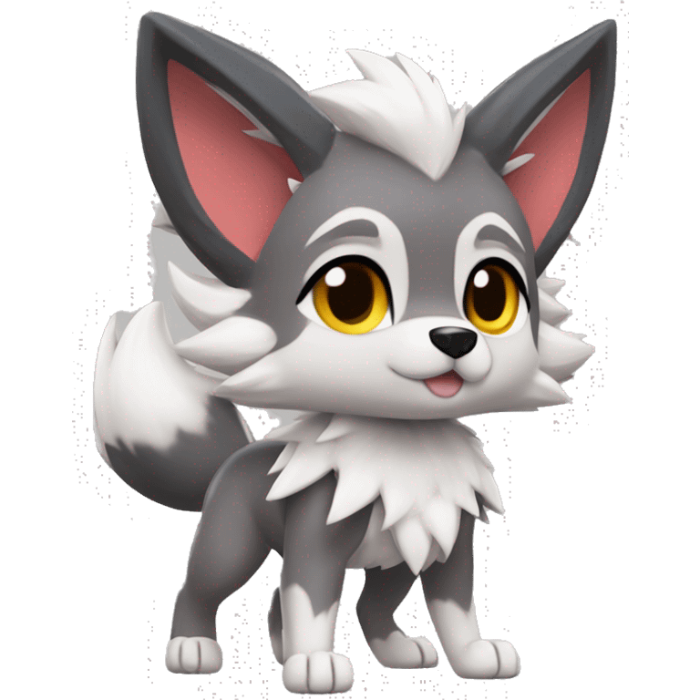 Kawaii Cool Chibi Poochyena-Rocruff-Lycanroc-Pokémon Full Body Detailed High Quality emoji