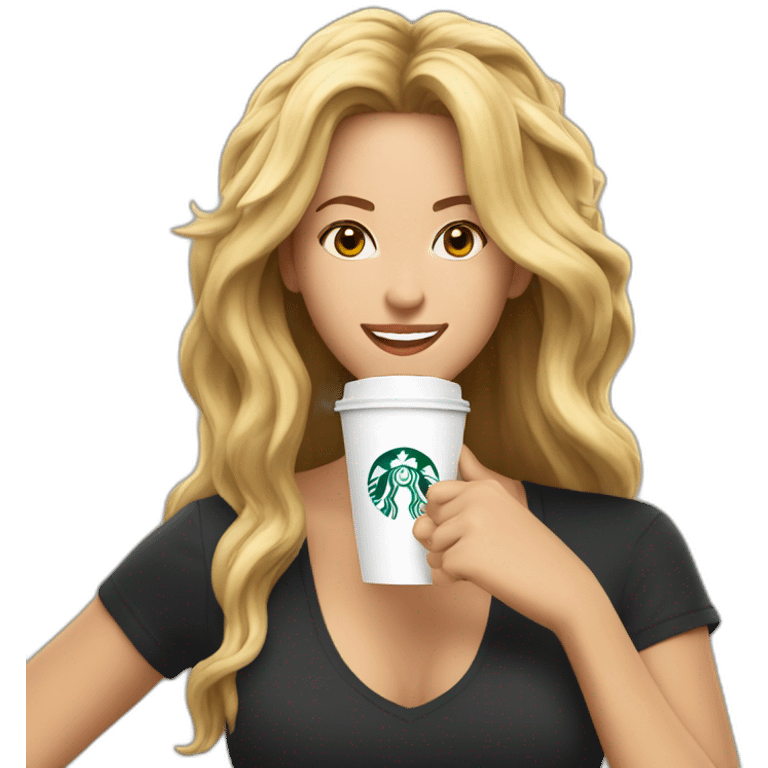 Shakira imitando el logo de starbucks el logo de starbucks emoji