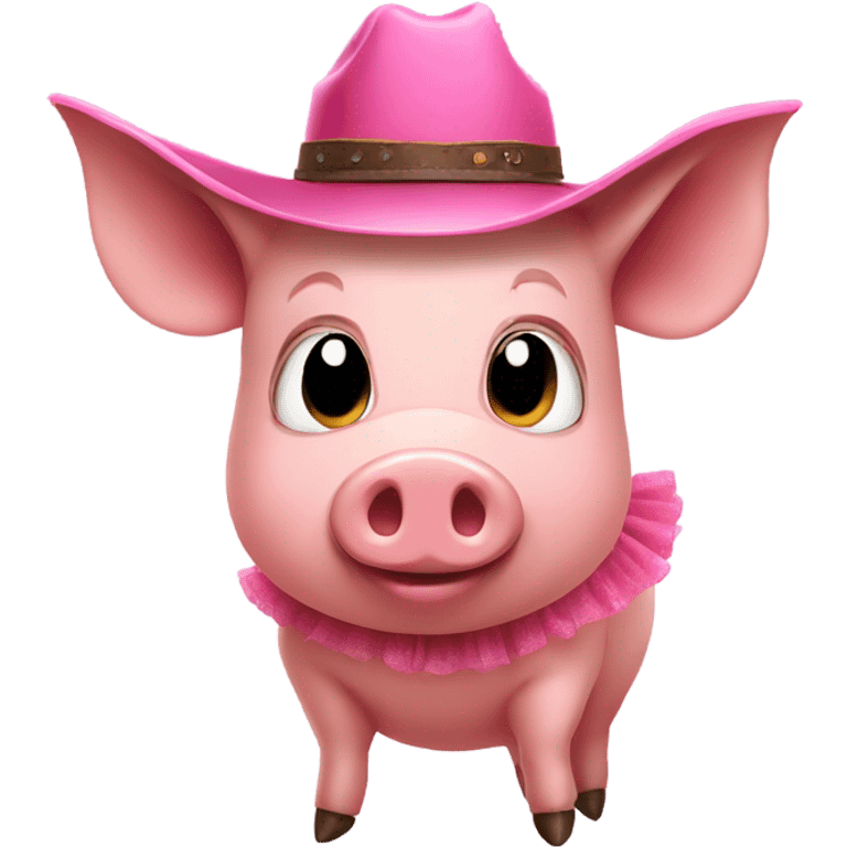 Pig with a cowboy hat and a tutu emoji