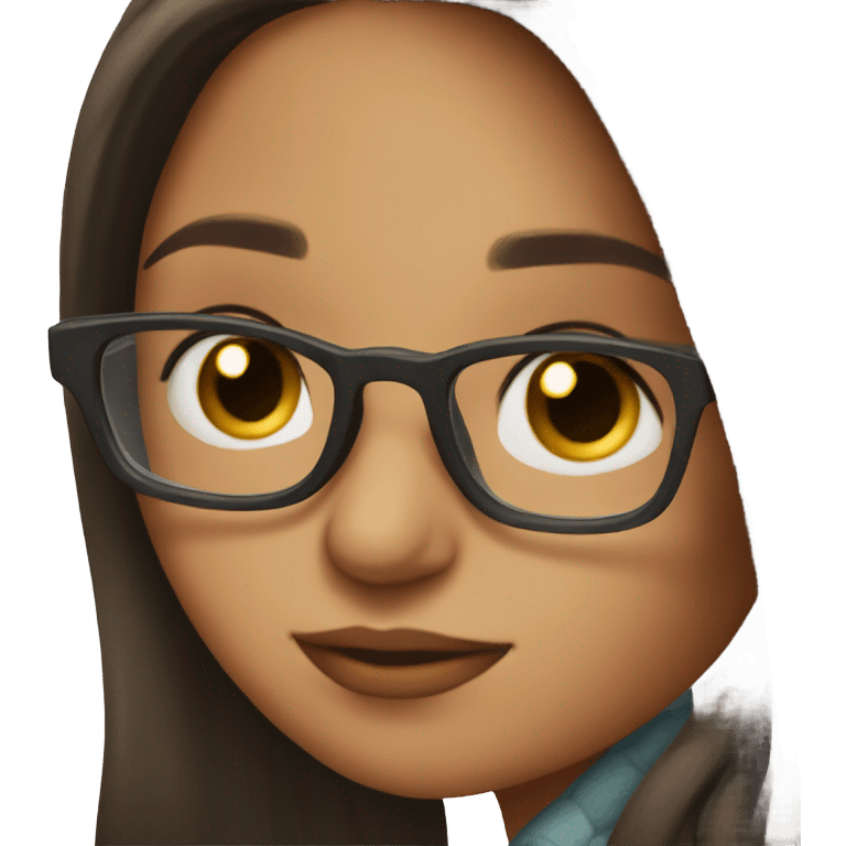 Brunette girl with glasses, kiss emoji