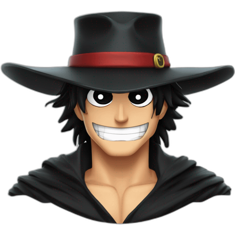 One piece personnage de Zorro avec ses sabres et de Luffy avec son chapeau dans la main emoji