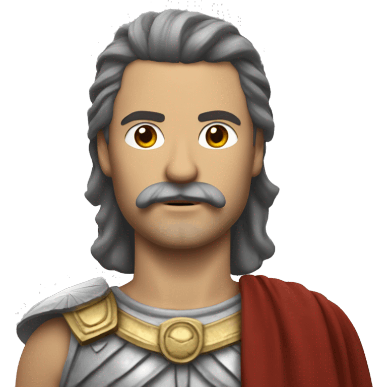 white man with a mustache and mullet hairstyle in an ancient roman warrior outfit emoji