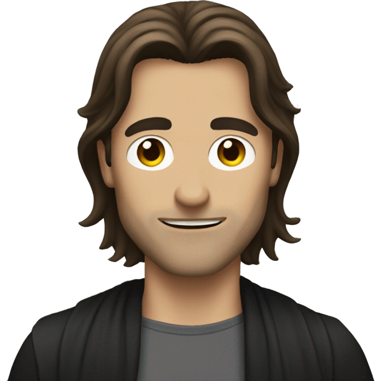 man with long brown hair and batman mask on emoji