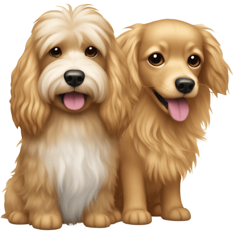 Two golden doodles and long haired chihuahua emoji