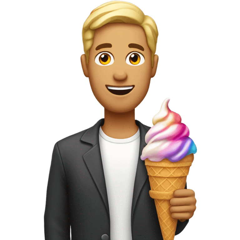 Man holding an ice cream emoji