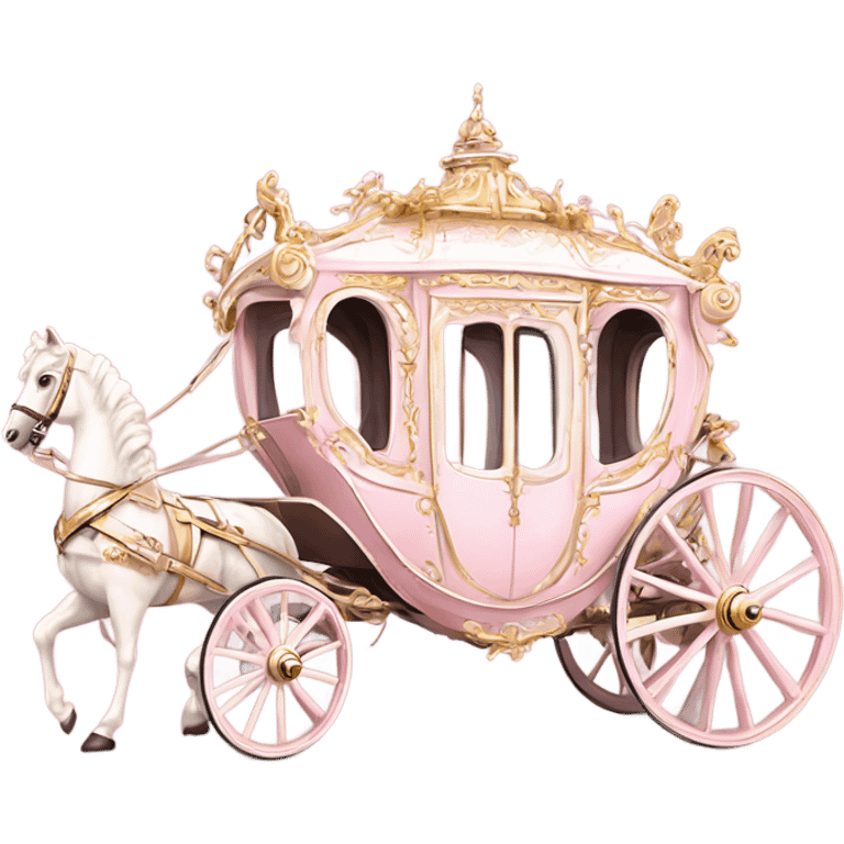 highly detailed Rococo carriage pale pink emoji