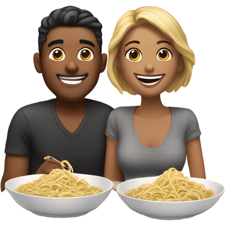 romantic noodle date with beautiful loving couple emoji