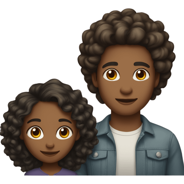 Light skin black girl with loose curls with a tall light skin Hispanic male with dark brown hair. They’re a couple  emoji