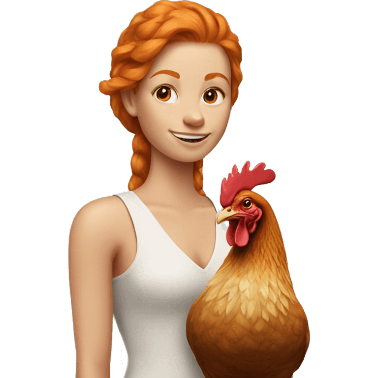 Ginger girl with a brahma hen emoji