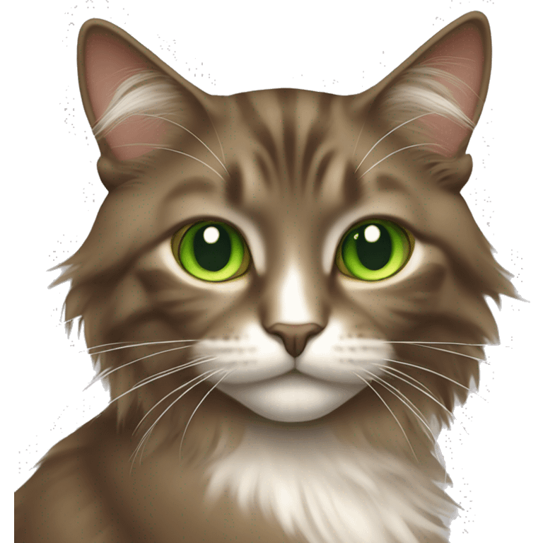 brown long-haired green-eyed cat emoji