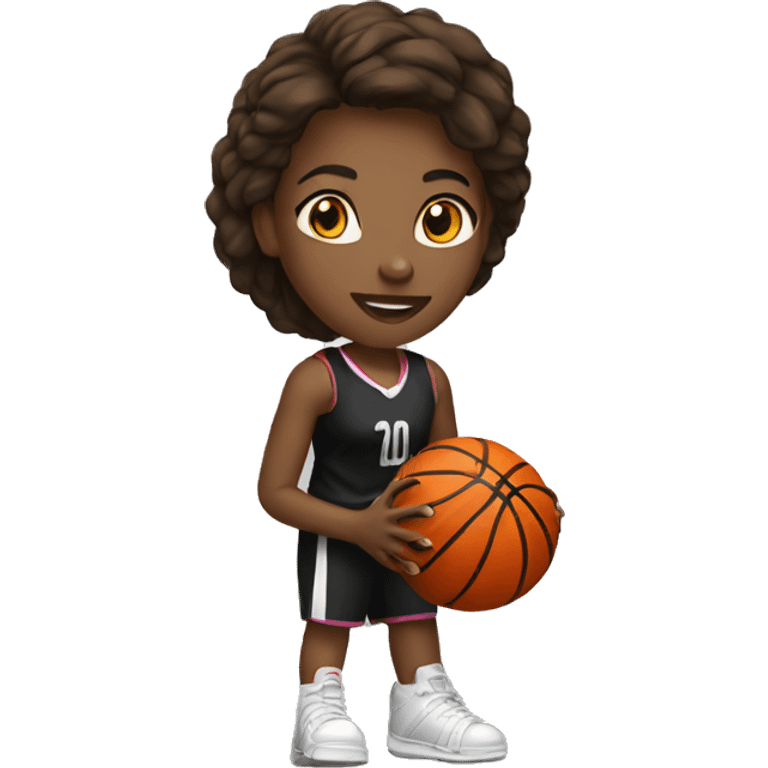 write female basketball player in action with black shirt emoji