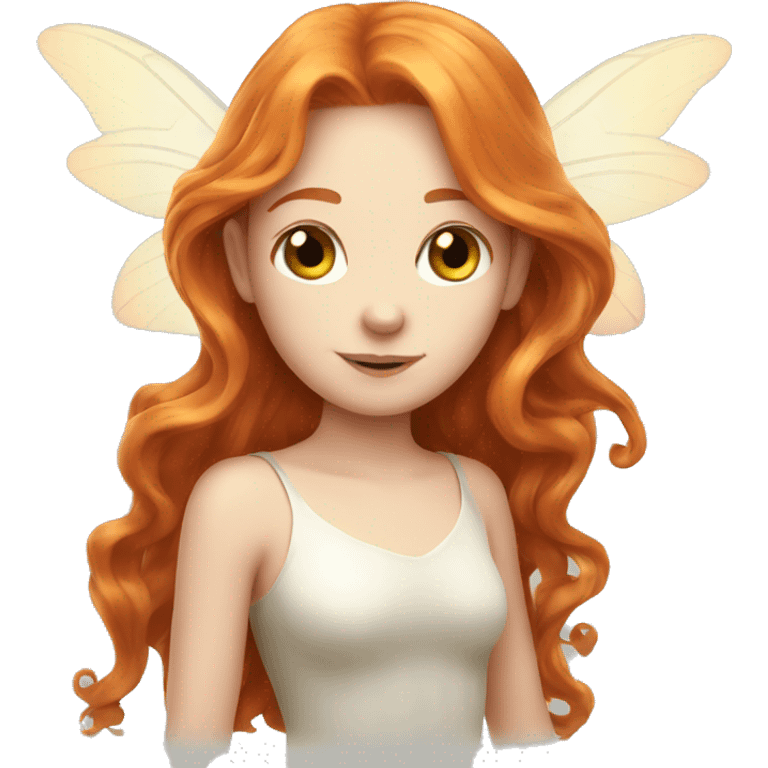 a white skin fairy, long ginger hair and wings emoji