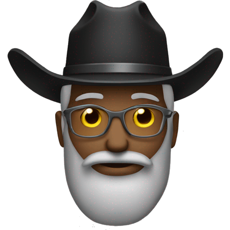 black cowboy hat on man with long grey beard emoji