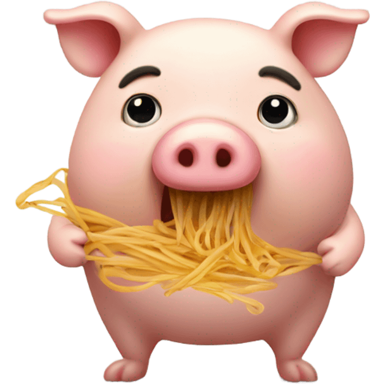 fat pig eating spaghetti emoji