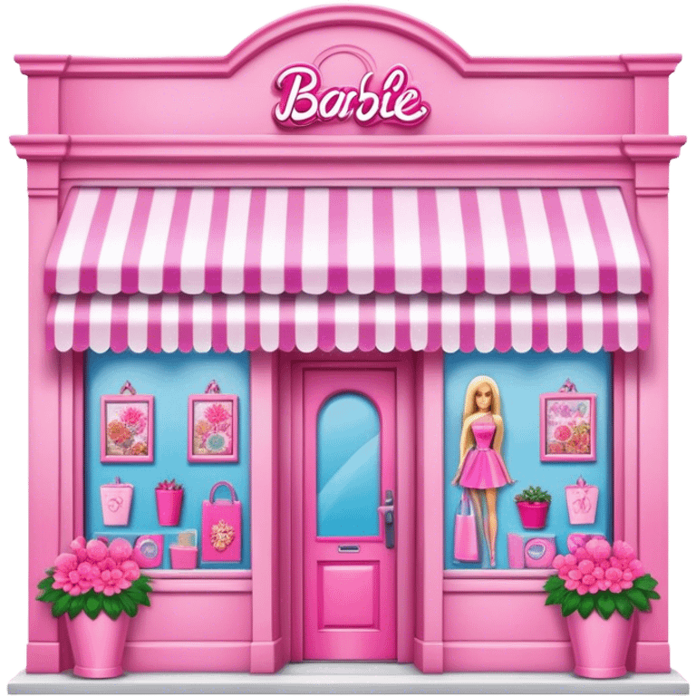 Barbie pink shop with florals exterior  emoji