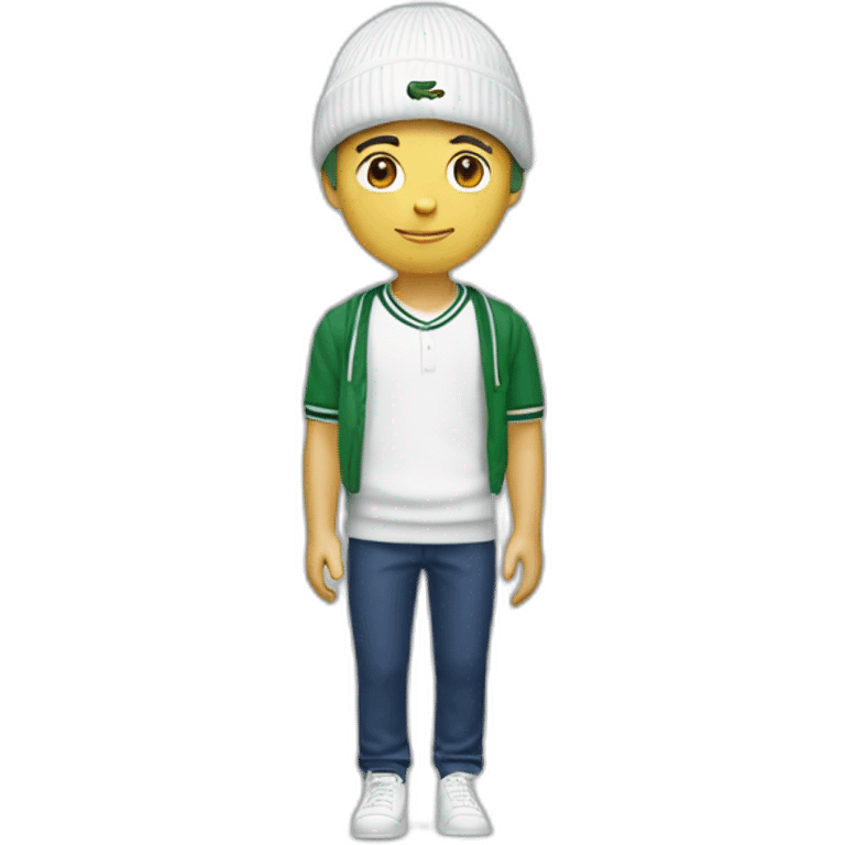 white boy using lacoste beanie with lacoste emoji