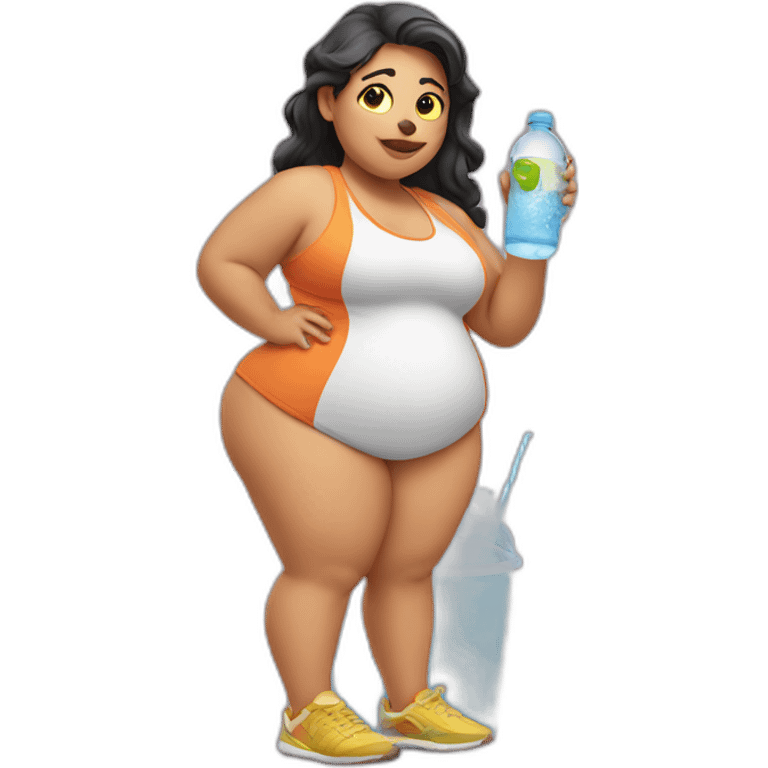 Fat girl drink water emoji