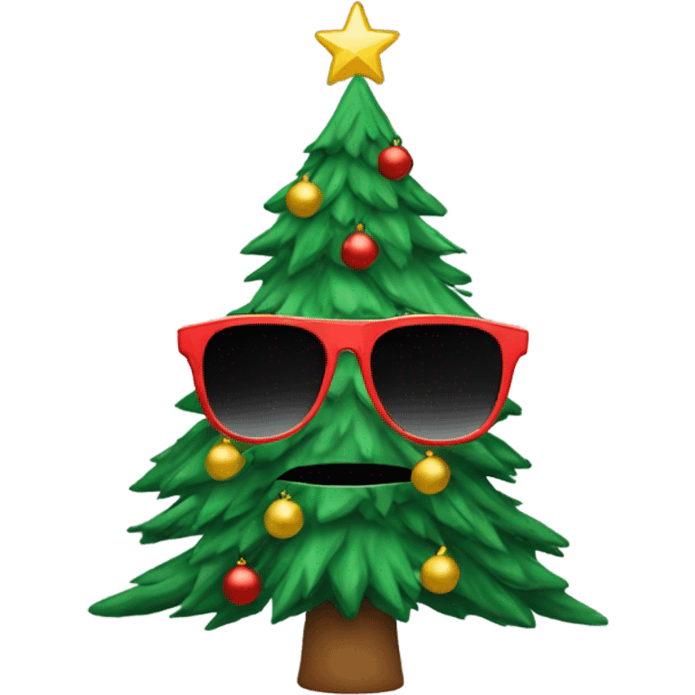 Christmas tree with sunglasses emoji