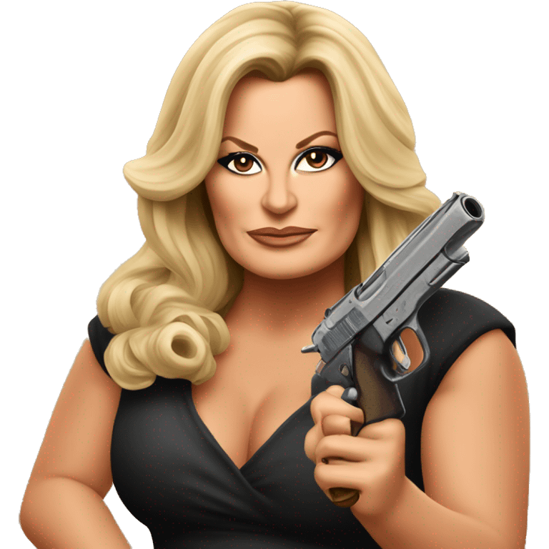 Jennifer Coolidge with a gun emoji